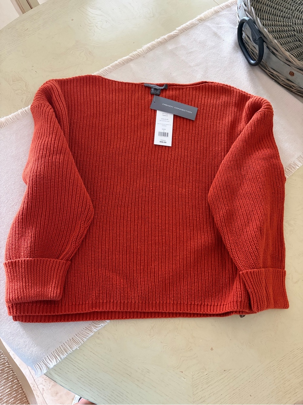French Connection Millie Boat Neck Ribbed Sweater Womens Size Small